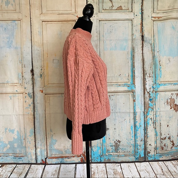 Hippie Rose Women’s Cable Knit Drop Shoulder Pink Sweater Small - Picture 5 of 11